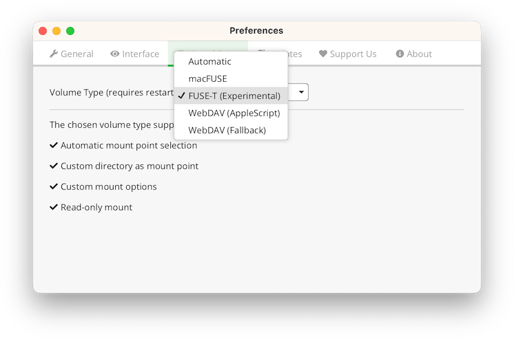 Experimental Support for FUSE-T