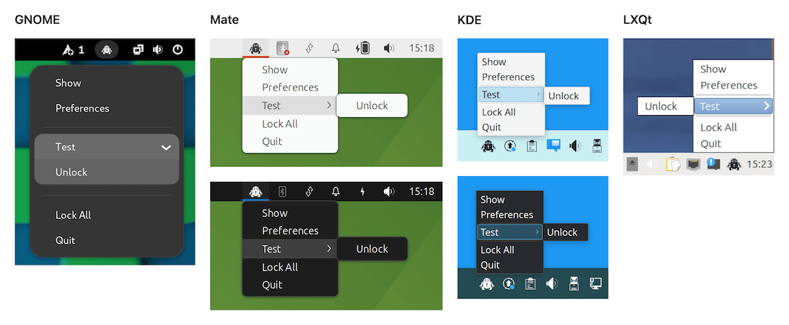 Proper Tray Menu Support on Linux