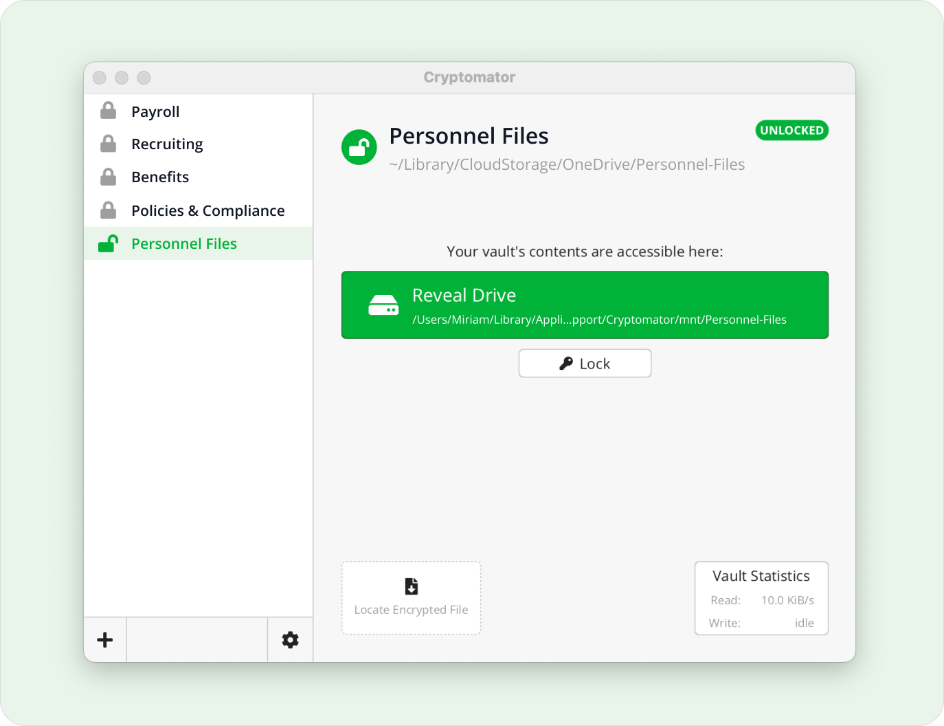Vault shared with an external payroll provider and a legal advisor